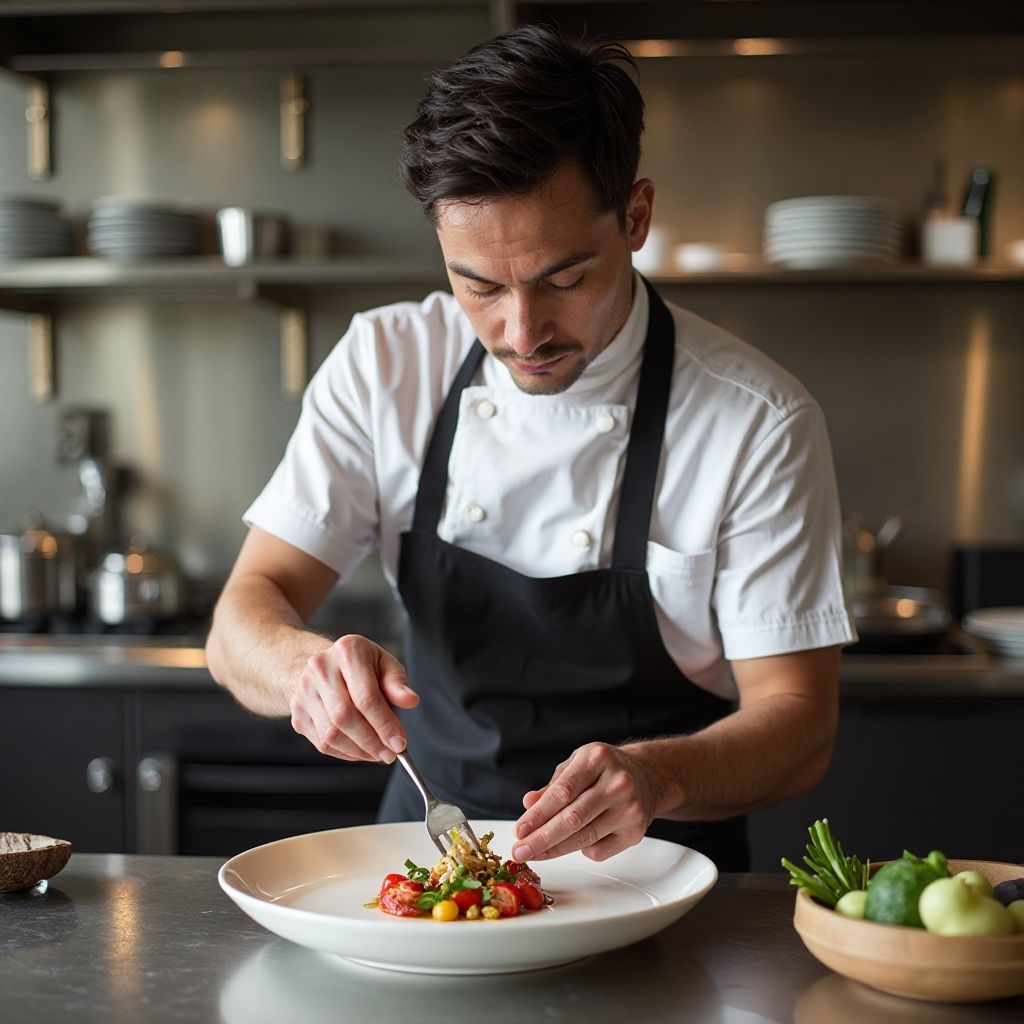 Chef bereidt signature gerecht